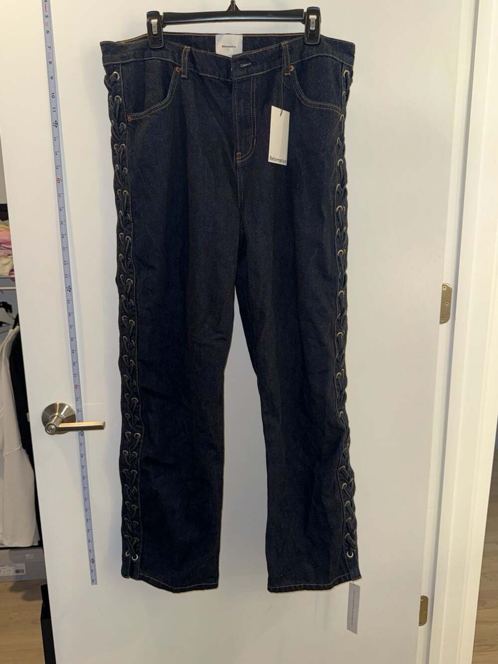 Reformation Abby Low Rise Straight Jeans Ondine Lacing Size 31